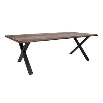 Spisebord modell Toulon, smoked oljet eik med bølgekant, 240 x 95 x 75 cm, klargjort til ileggsplate
