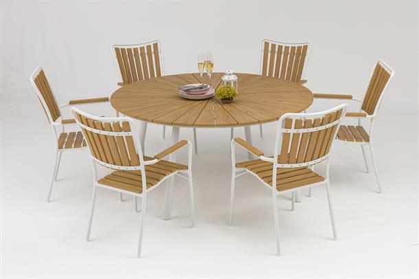 Daneline Artwood ø150 cm + 6 stoler